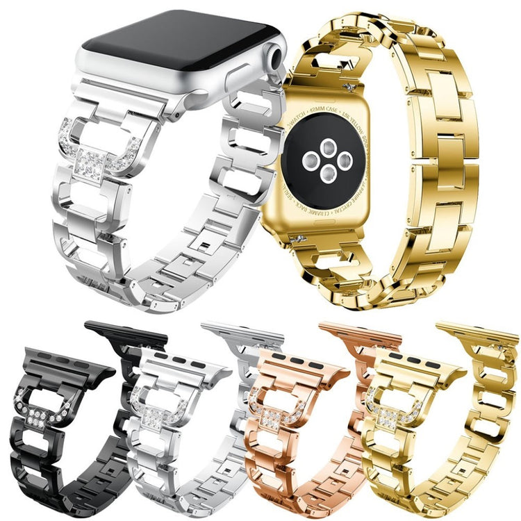 Superflot Apple Watch Series 1-3 42mm Metal og Rhinsten Rem - Sort#serie_3