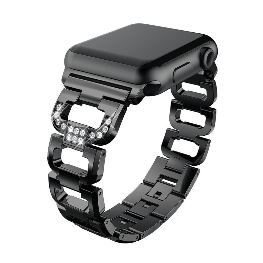 Superflot Apple Watch Series 1-3 42mm Metal og Rhinsten Rem - Sort#serie_3