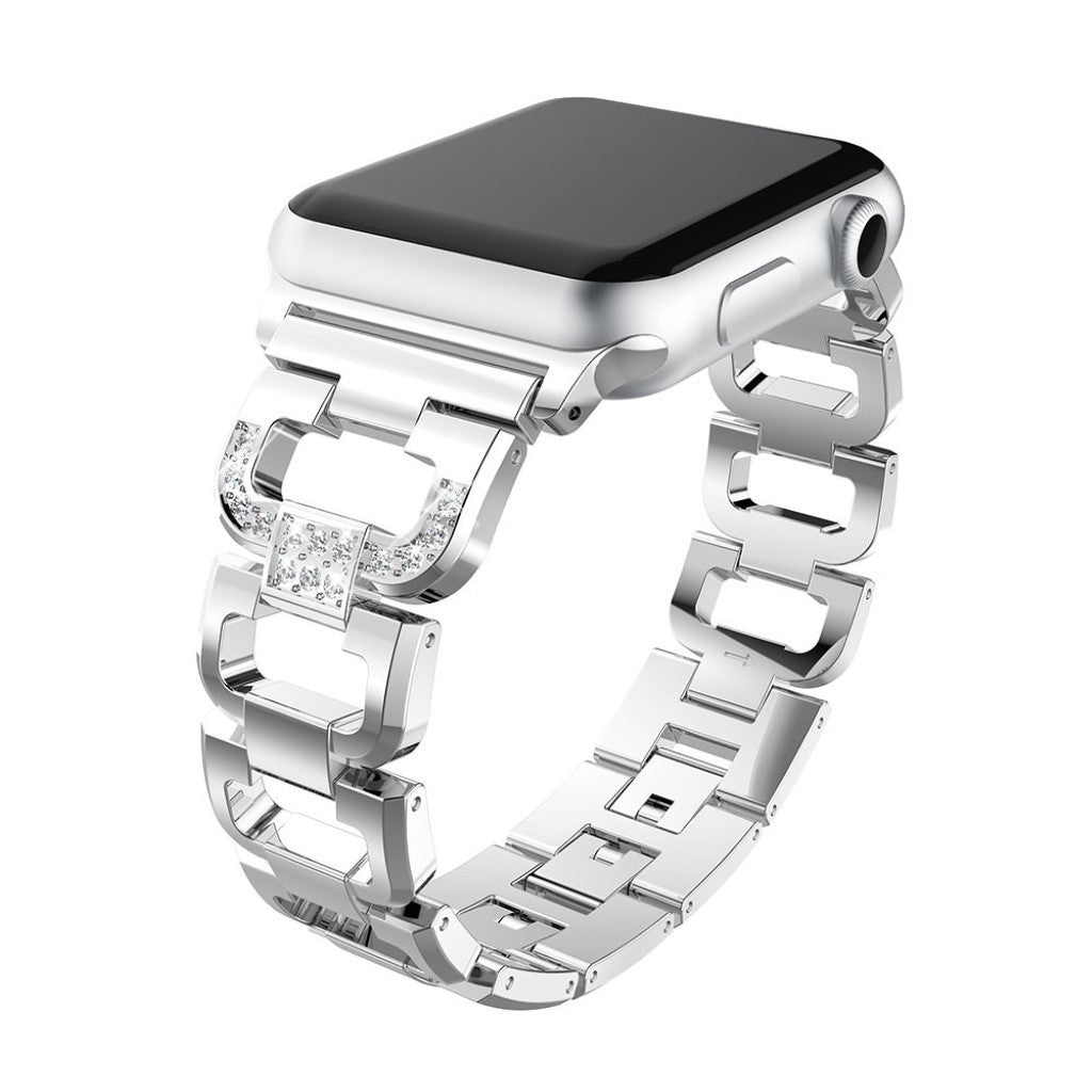 Superflot Apple Watch Series 1-3 42mm Metal og Rhinsten Rem - Sølv#serie_4