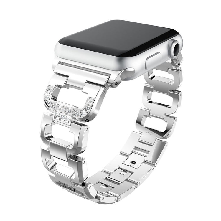 Superflot Apple Watch Series 1-3 42mm Metal og Rhinsten Rem - Sølv#serie_4