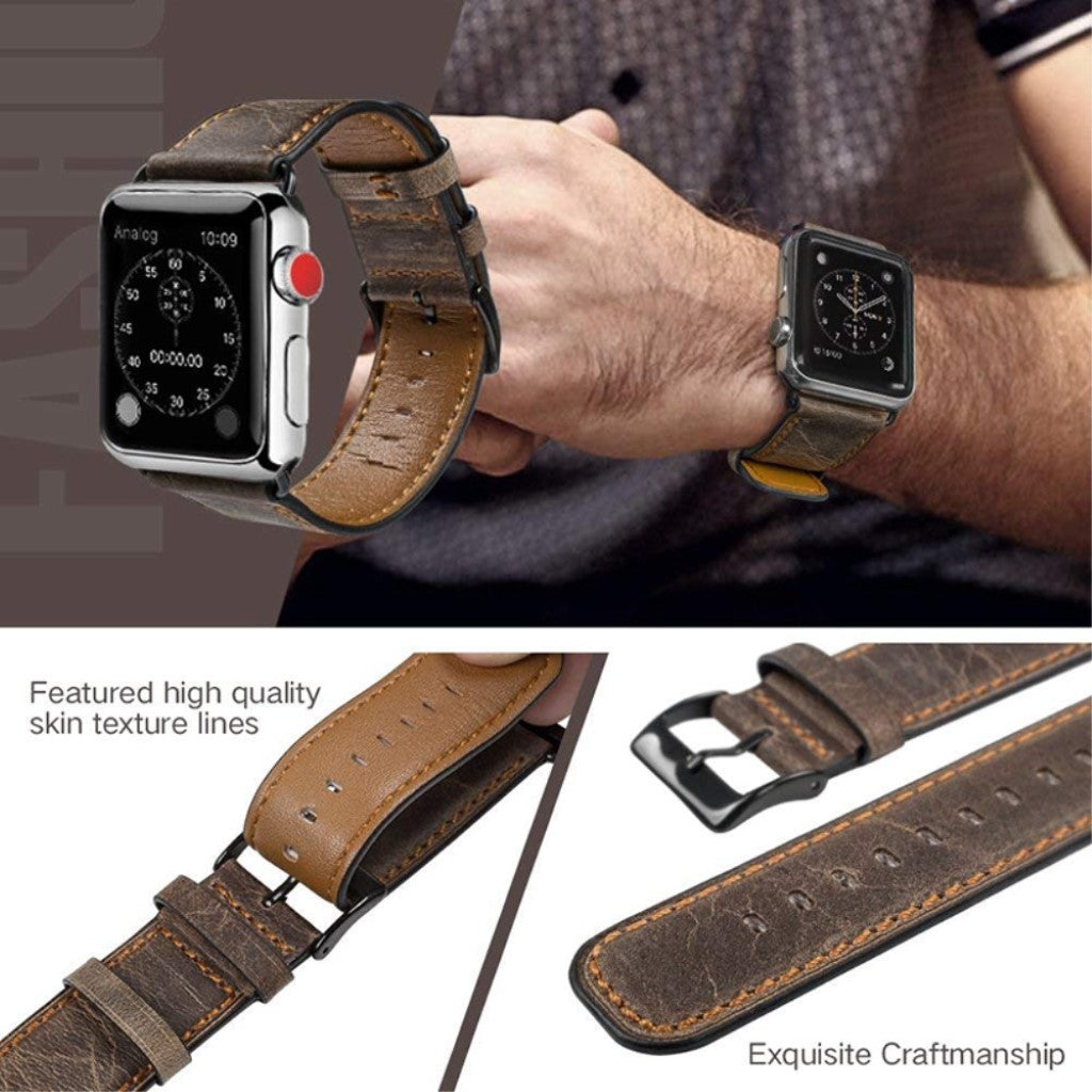Meget nydelig Apple Watch Series 4 40mm Ægte læder Rem - Brun#serie_053