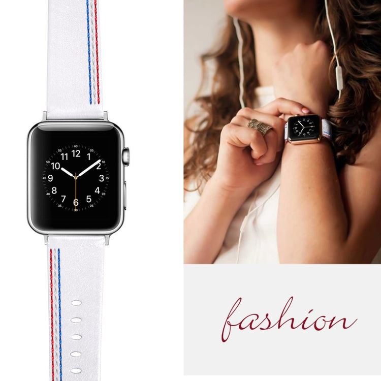 Helt vildt elegant Apple Watch Series 4 40mm Ægte læder Rem - Hvid#serie_1