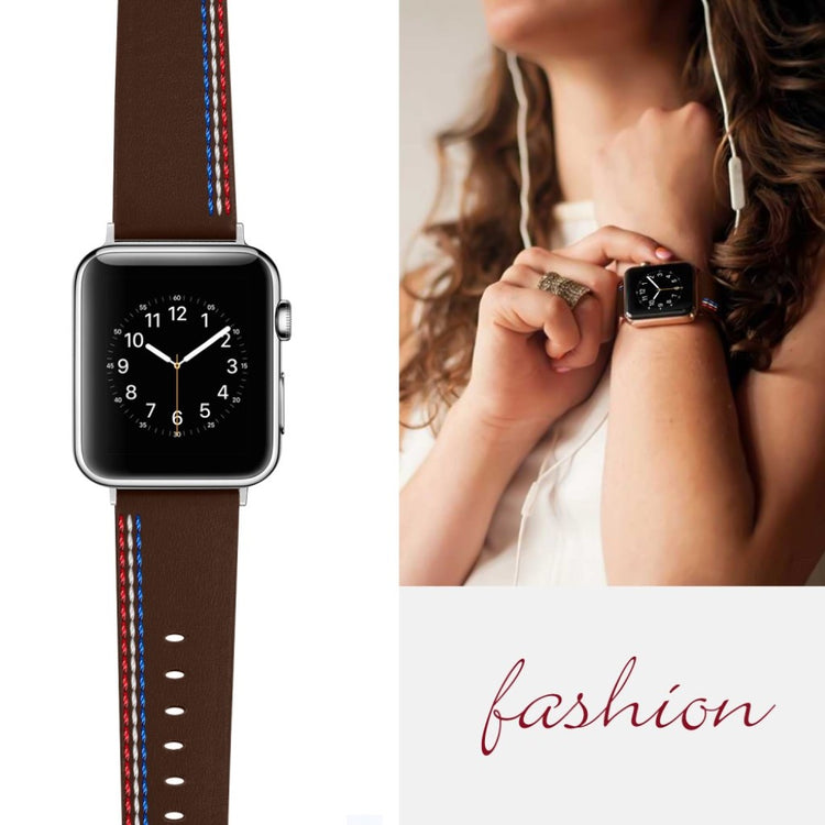 Helt vildt elegant Apple Watch Series 4 40mm Ægte læder Rem - Brun#serie_5