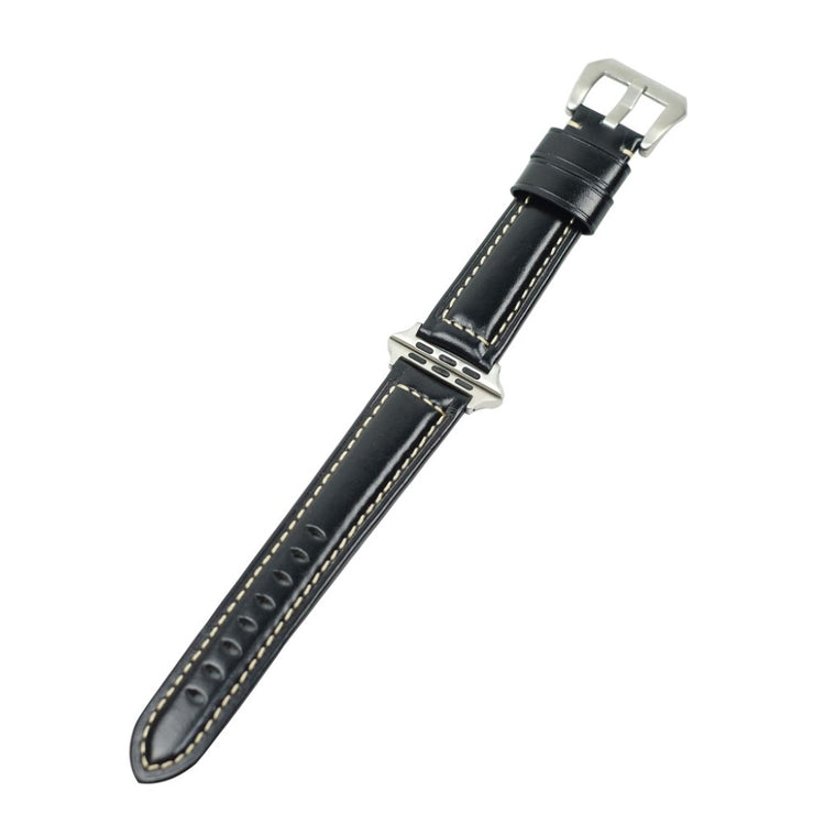 Mega holdbart Apple Watch Series 4 40mm Ægte læder Rem - Sort#serie_1