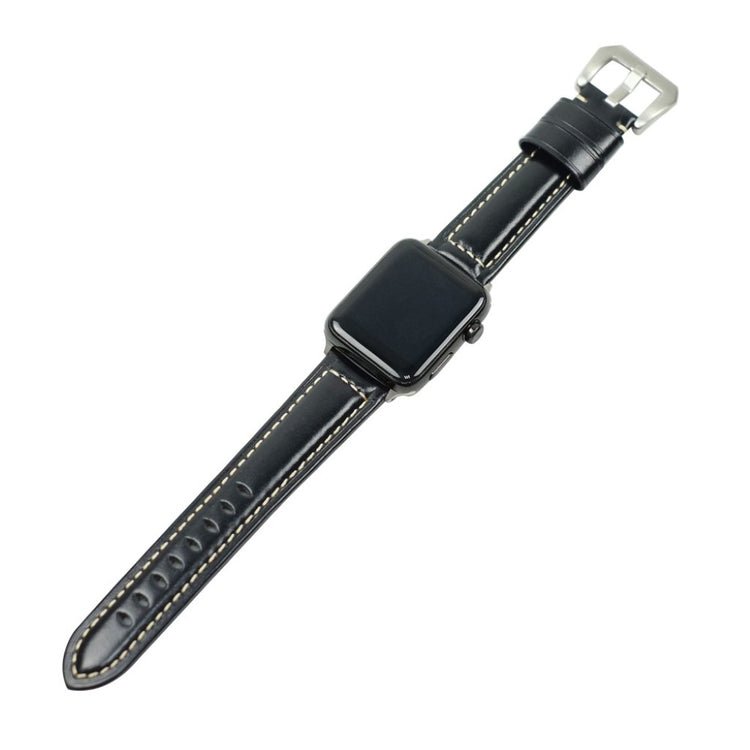 Mega holdbart Apple Watch Series 4 40mm Ægte læder Rem - Sort#serie_1