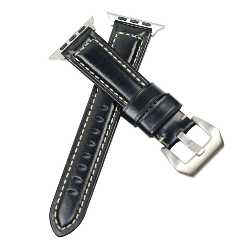 Mega holdbart Apple Watch Series 4 40mm Ægte læder Rem - Sort#serie_1