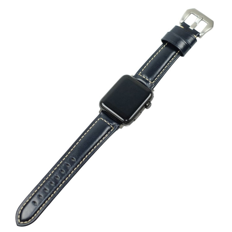 Mega holdbart Apple Watch Series 4 40mm Ægte læder Rem - Blå#serie_3