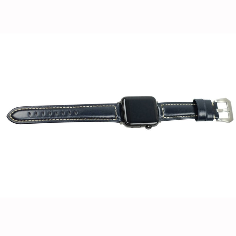 Mega holdbart Apple Watch Series 4 40mm Ægte læder Rem - Blå#serie_3