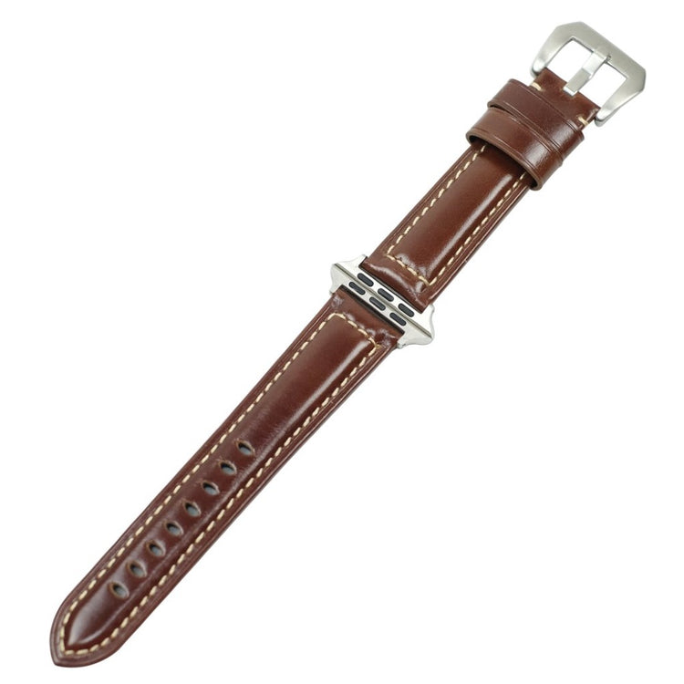 Mega holdbart Apple Watch Series 4 40mm Ægte læder Rem - Brun#serie_5