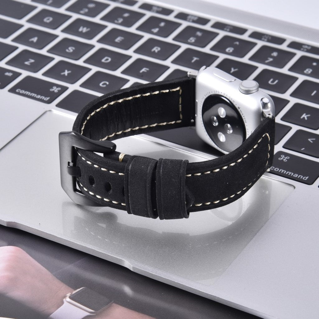 Mega nydelig Apple Watch Series 4 40mm Ægte læder Rem - Sort#serie_1