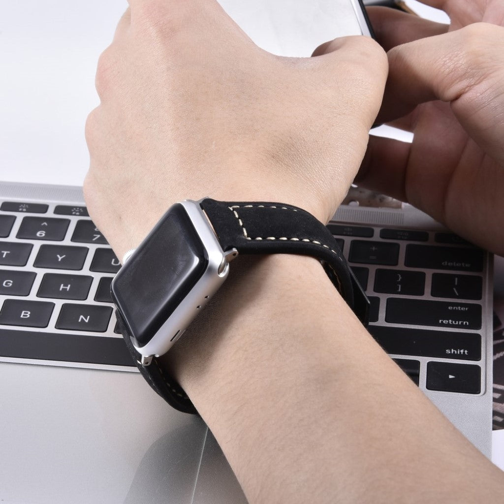 Mega nydelig Apple Watch Series 4 40mm Ægte læder Rem - Sort#serie_1
