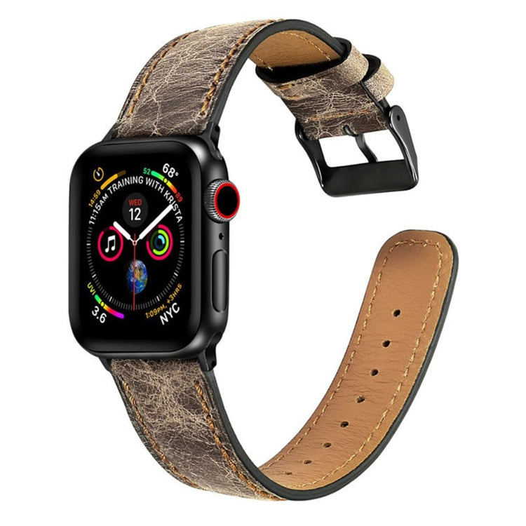 Meget fantastisk Apple Watch Series 4 40mm Ægte læder Rem - Sølv#serie_2