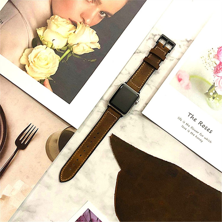 Holdbart Apple Watch Series 4 40mm Ægte læder Rem - Brun#serie_3