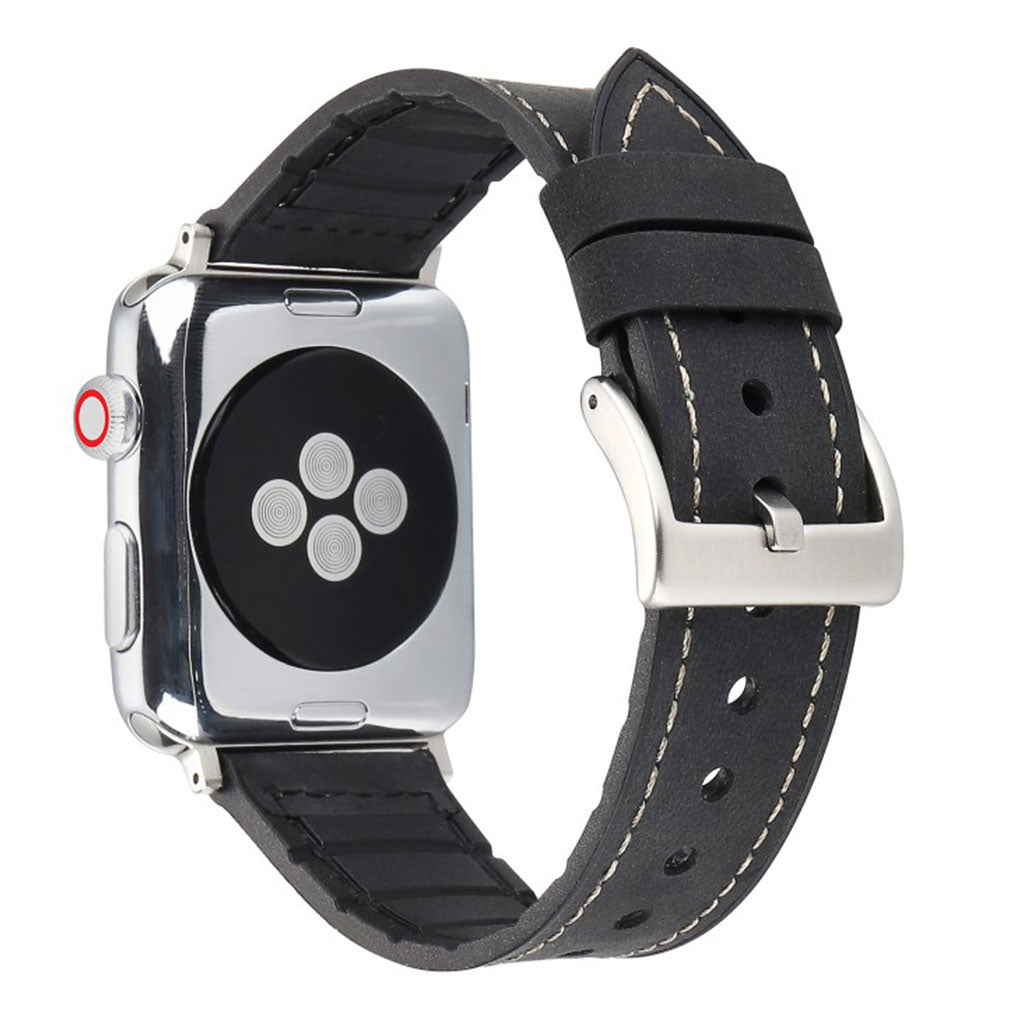 Meget smuk Apple Kunstlæder og Silikone Rem - Sort#serie_1