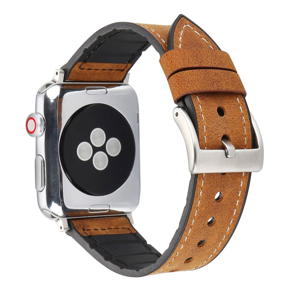 Meget smuk Apple Kunstlæder og Silikone Rem - Brun#serie_4