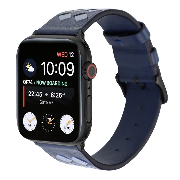 Helt vildt hårdfør Apple Watch Series 4 40mm Ægte læder Rem - Blå#serie_2