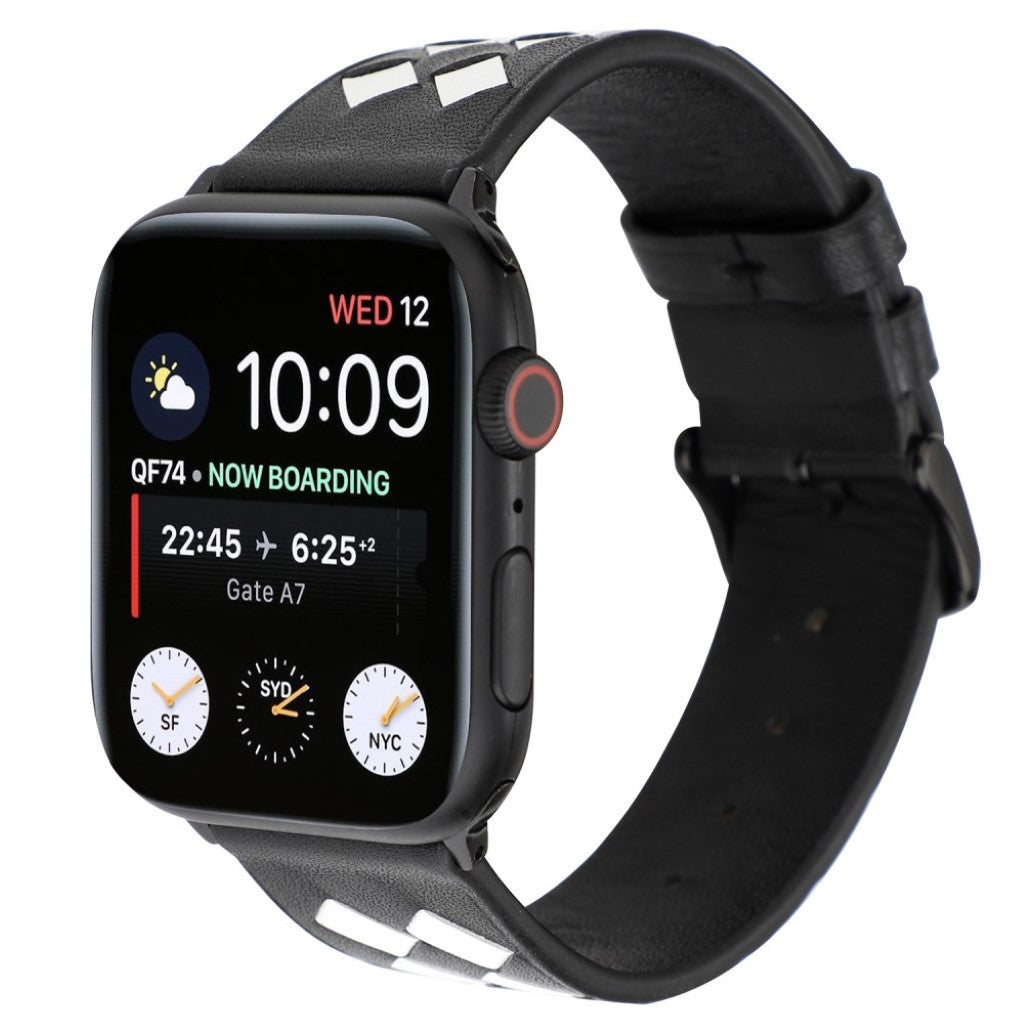 Helt vildt hårdfør Apple Watch Series 4 40mm Ægte læder Rem - Sort#serie_4