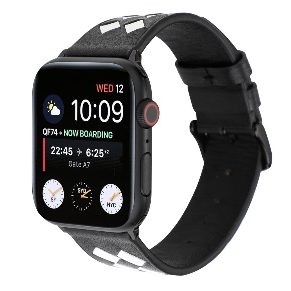 Helt vildt hårdfør Apple Watch Series 4 40mm Ægte læder Rem - Sort#serie_4