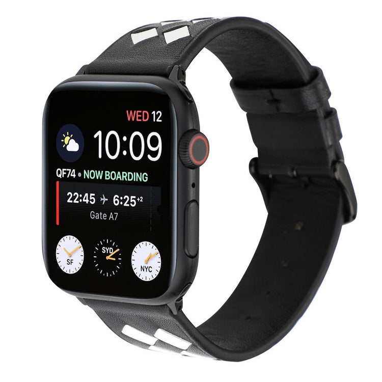 Helt vildt hårdfør Apple Watch Series 4 40mm Ægte læder Rem - Sort#serie_4