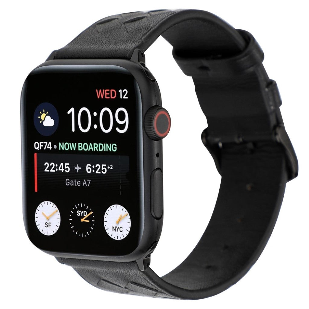 Helt vildt hårdfør Apple Watch Series 4 40mm Ægte læder Rem - Sort#serie_5