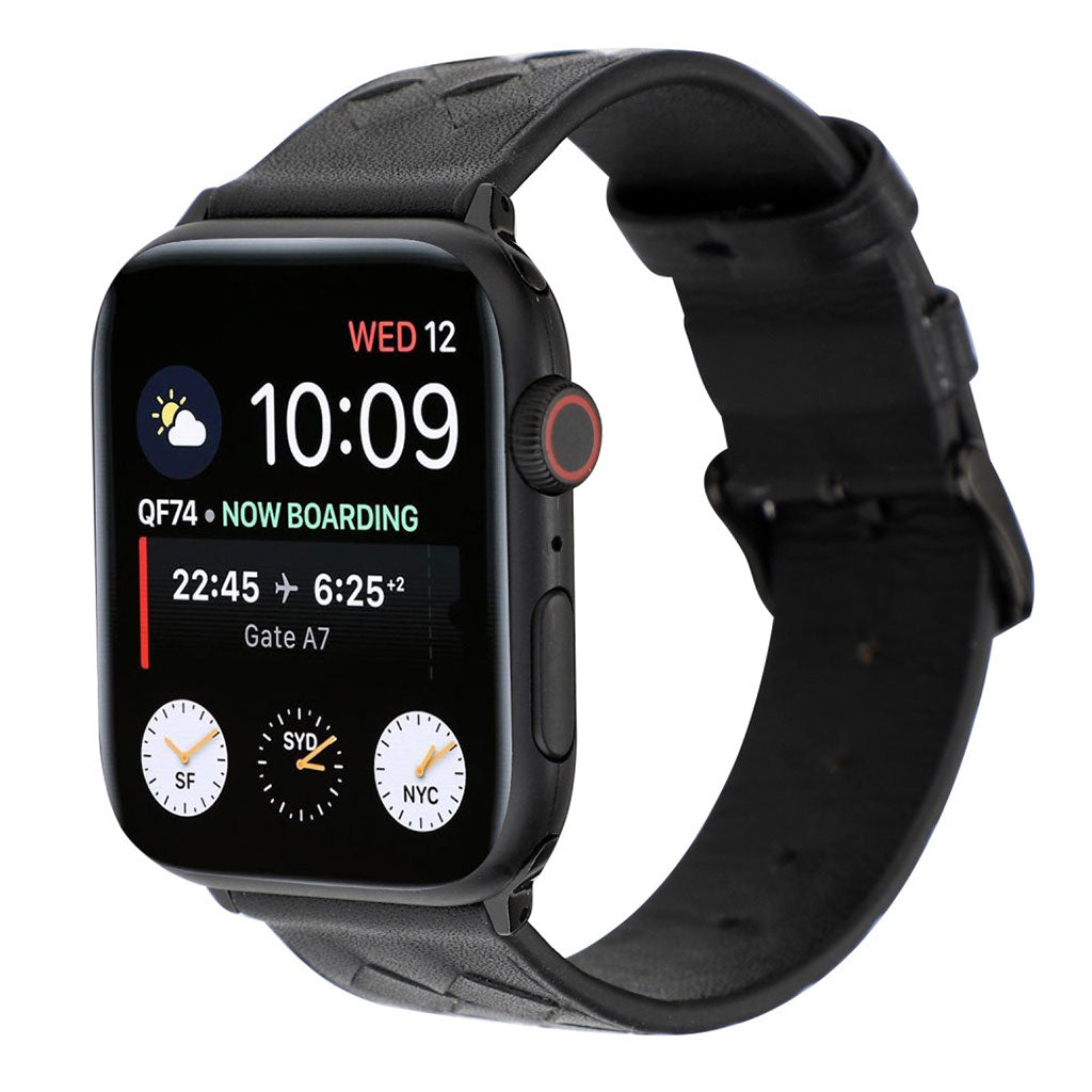 Helt vildt hårdfør Apple Watch Series 4 40mm Ægte læder Rem - Sort#serie_5