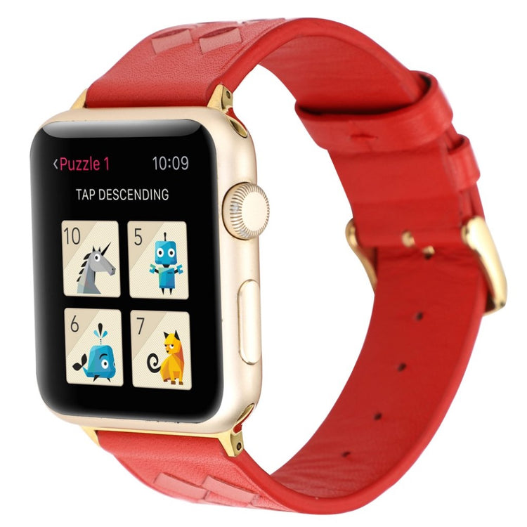 Helt vildt hårdfør Apple Watch Series 4 40mm Ægte læder Rem - Rød#serie_6