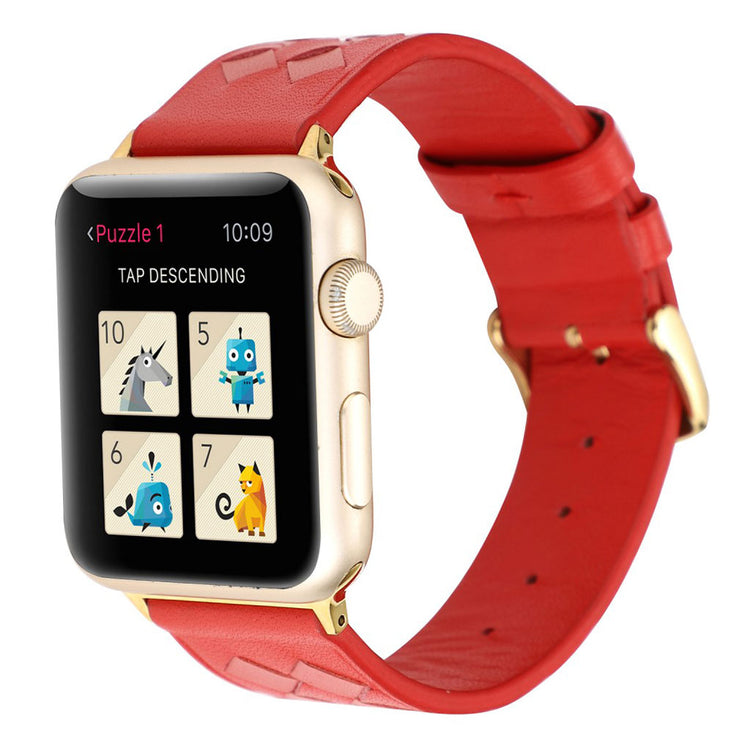 Helt vildt hårdfør Apple Watch Series 4 40mm Ægte læder Rem - Rød#serie_6