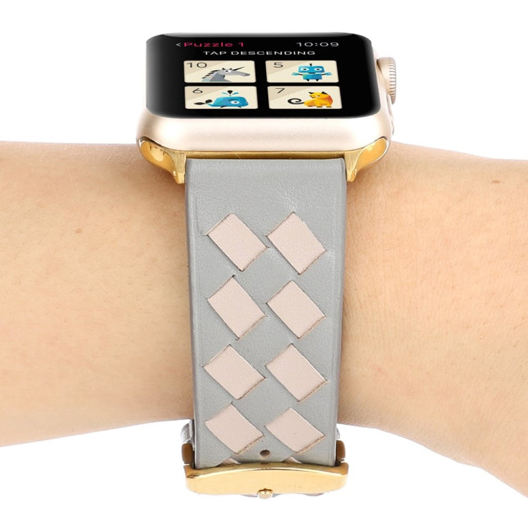 Helt vildt hårdfør Apple Watch Series 4 40mm Ægte læder Rem - Sølv#serie_7
