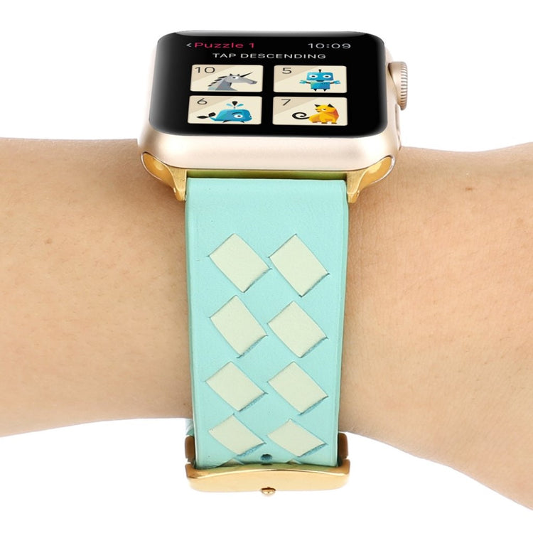 Helt vildt hårdfør Apple Watch Series 4 40mm Ægte læder Rem - Grøn#serie_8