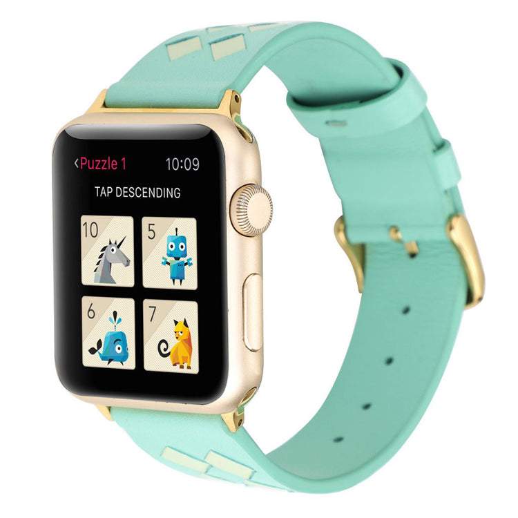Helt vildt hårdfør Apple Watch Series 4 40mm Ægte læder Rem - Grøn#serie_8