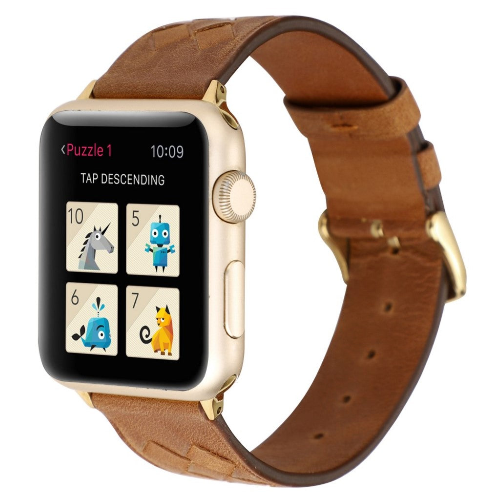 Helt vildt hårdfør Apple Watch Series 4 40mm Ægte læder Rem - Brun#serie_9