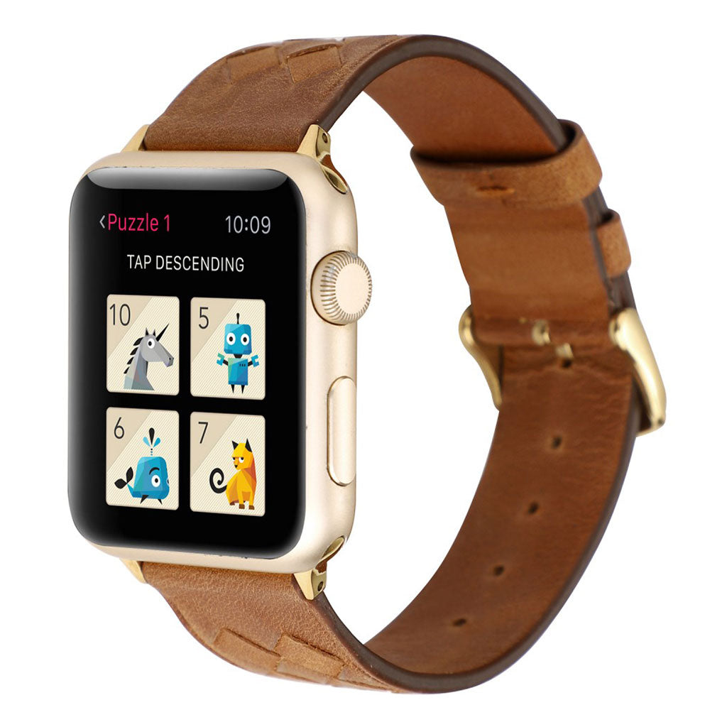 Helt vildt hårdfør Apple Watch Series 4 40mm Ægte læder Rem - Brun#serie_9