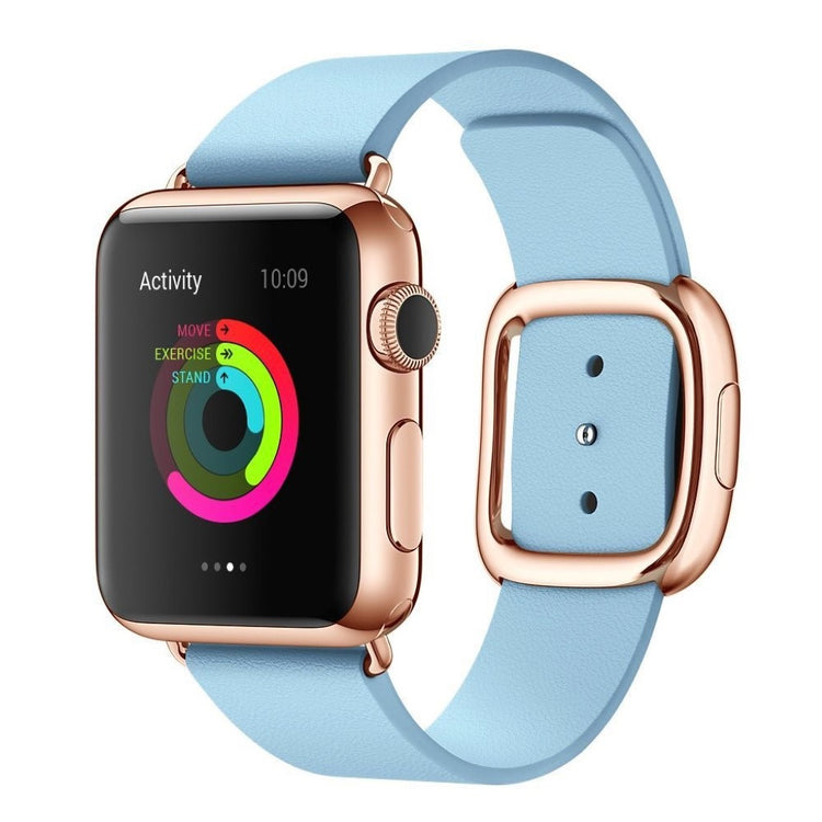Rigtigt fint Apple Watch Series 4 44mm Ægte læder Rem - Blå#serie_1