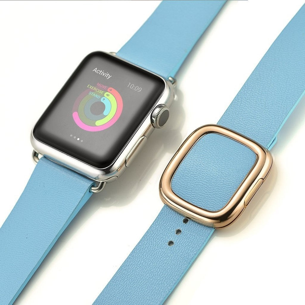 Rigtigt fint Apple Watch Series 4 44mm Ægte læder Rem - Blå#serie_1
