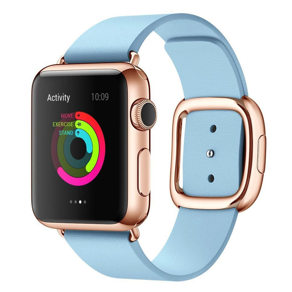 Rigtigt fint Apple Watch Series 4 44mm Ægte læder Rem - Blå#serie_1