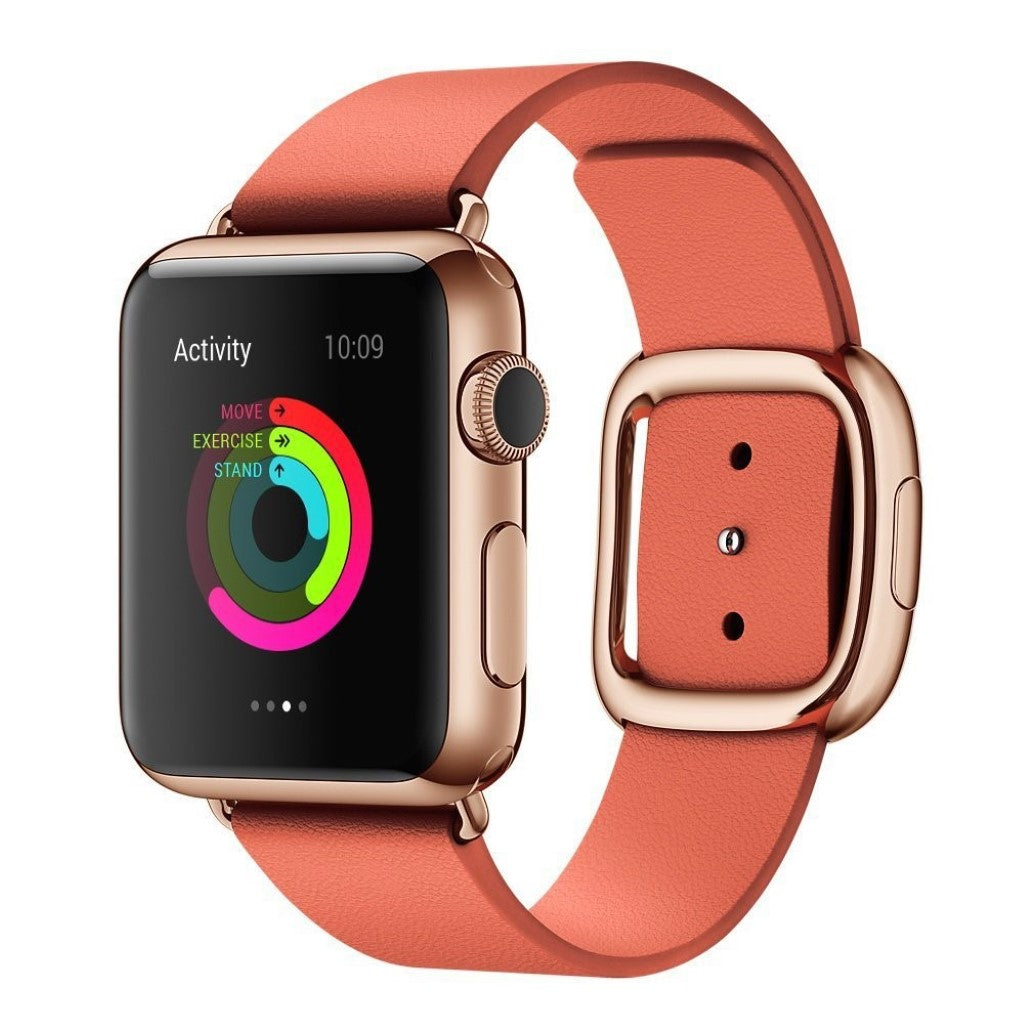 Rigtigt fint Apple Watch Series 4 44mm Ægte læder Rem - Orange#serie_3