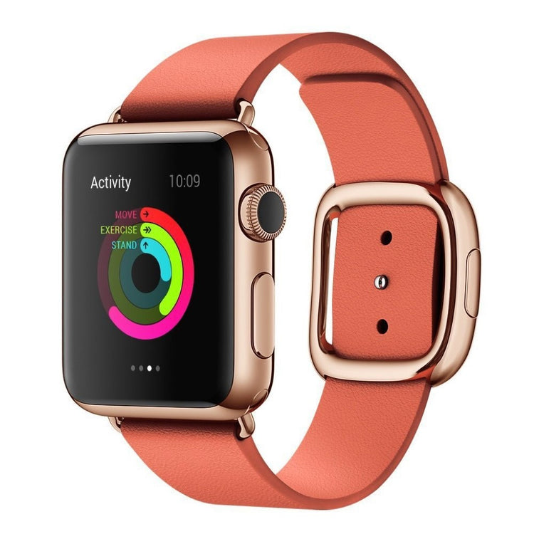 Rigtigt fint Apple Watch Series 4 44mm Ægte læder Rem - Orange#serie_3