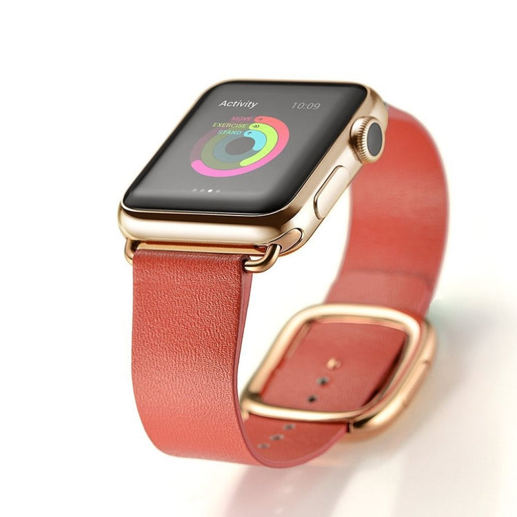 Rigtigt fint Apple Watch Series 4 44mm Ægte læder Rem - Orange#serie_3
