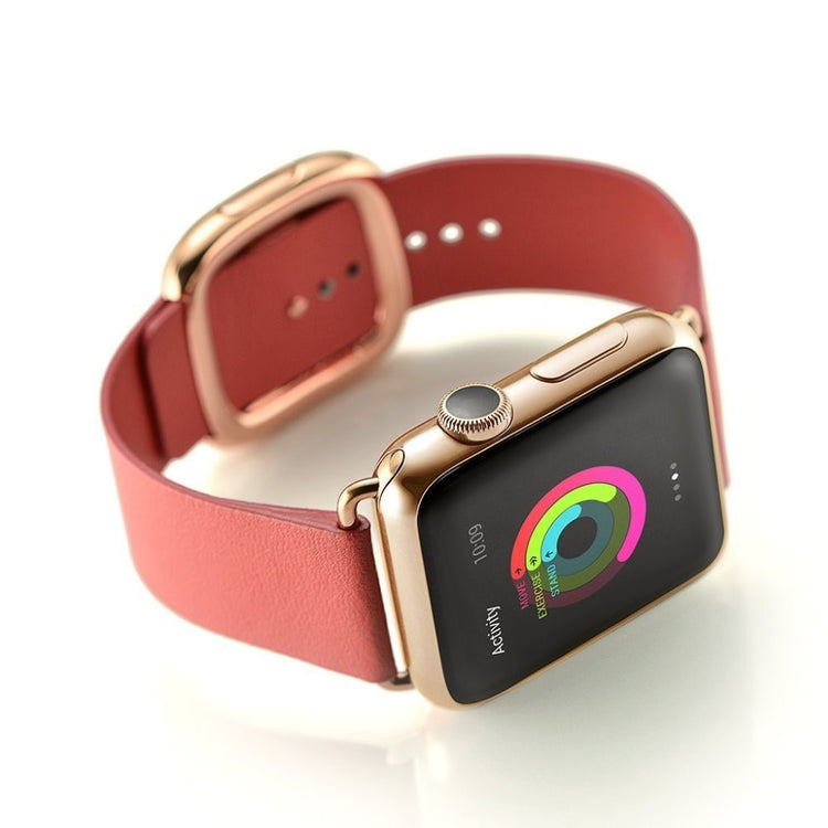 Rigtigt fint Apple Watch Series 4 44mm Ægte læder Rem - Orange#serie_3