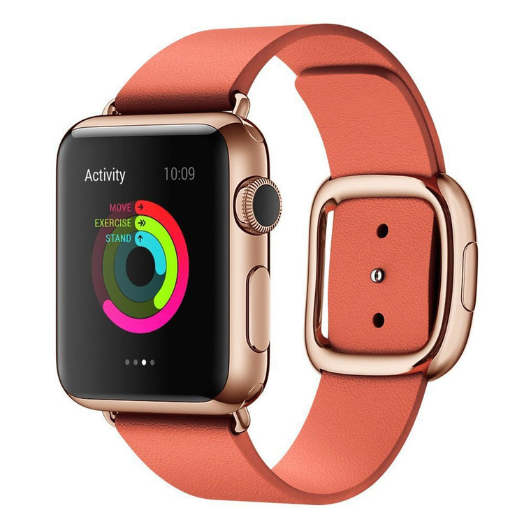 Rigtigt fint Apple Watch Series 4 44mm Ægte læder Rem - Orange#serie_3