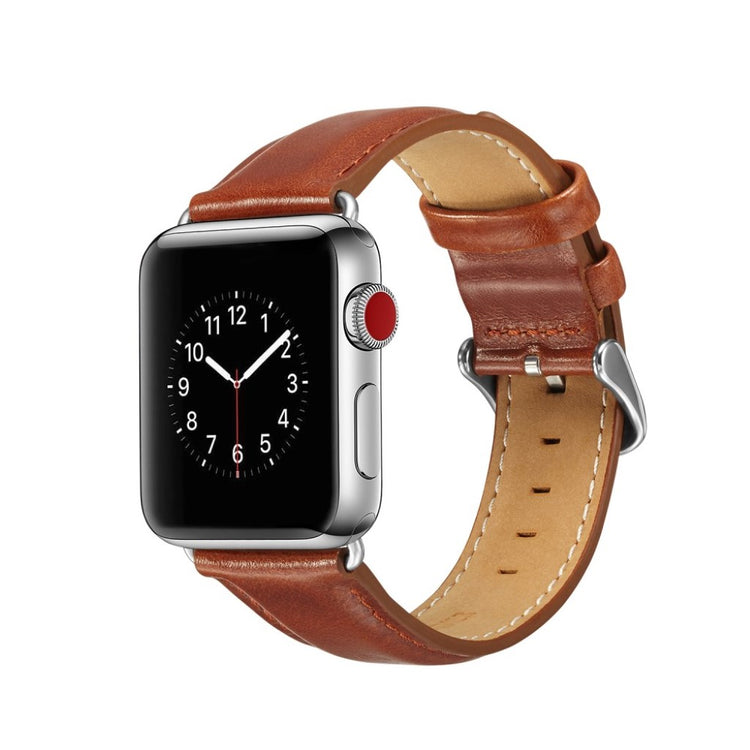 Super smuk Apple Watch Series 4 44mm Ægte læder Rem - Brun#serie_2