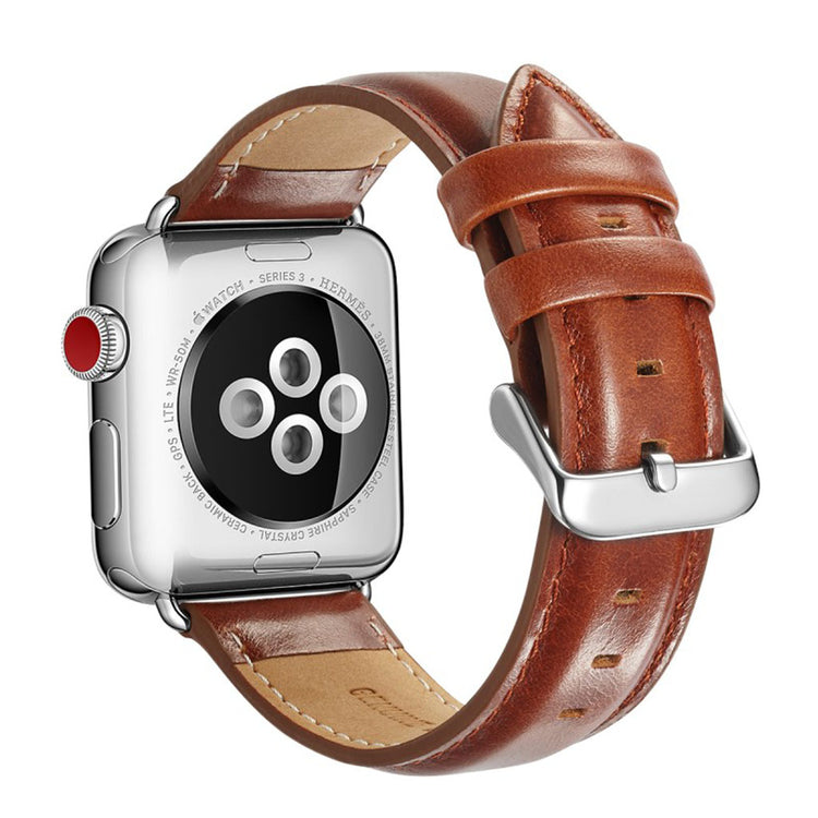 Super smuk Apple Watch Series 4 44mm Ægte læder Rem - Brun#serie_2