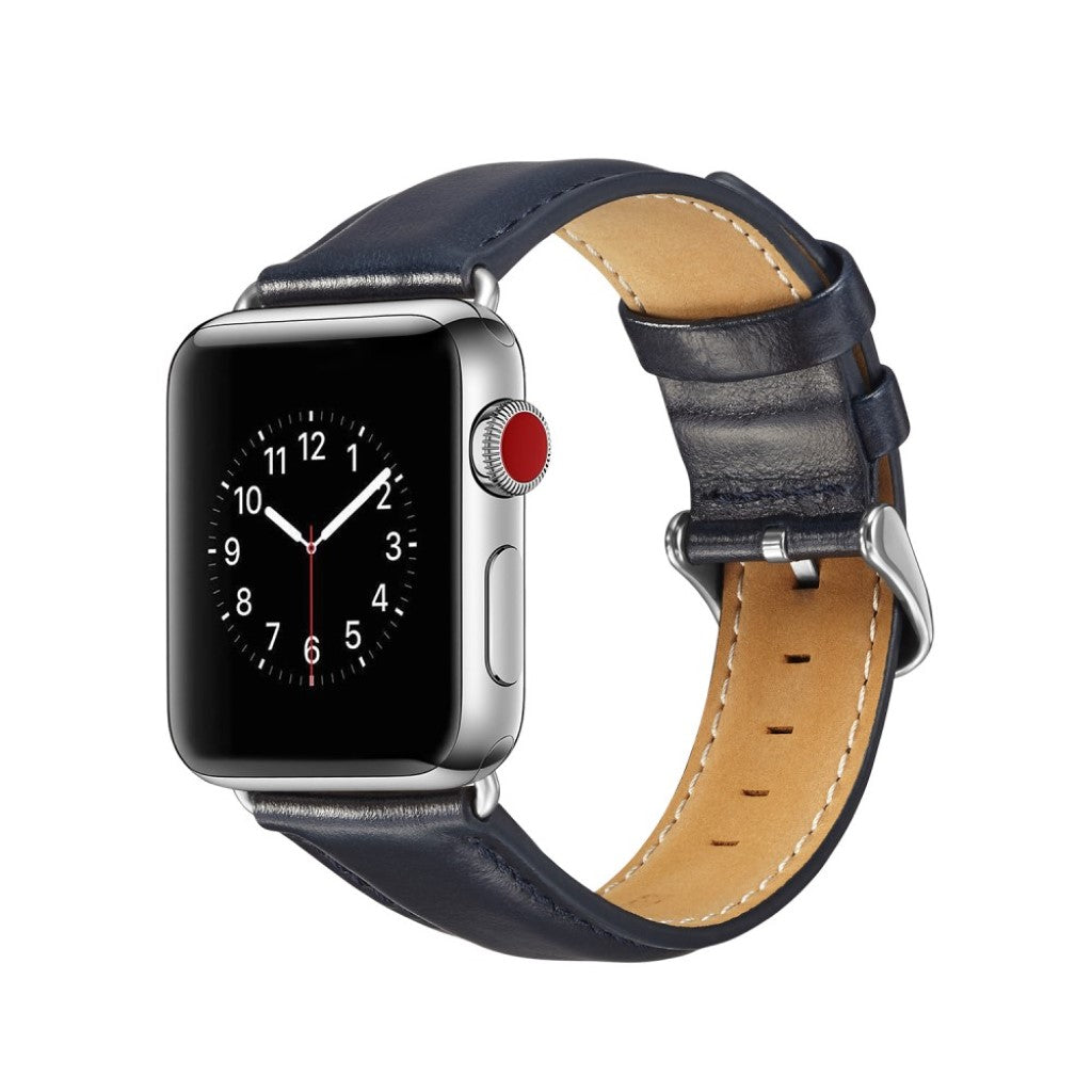 Super smuk Apple Watch Series 4 44mm Ægte læder Rem - Blå#serie_3