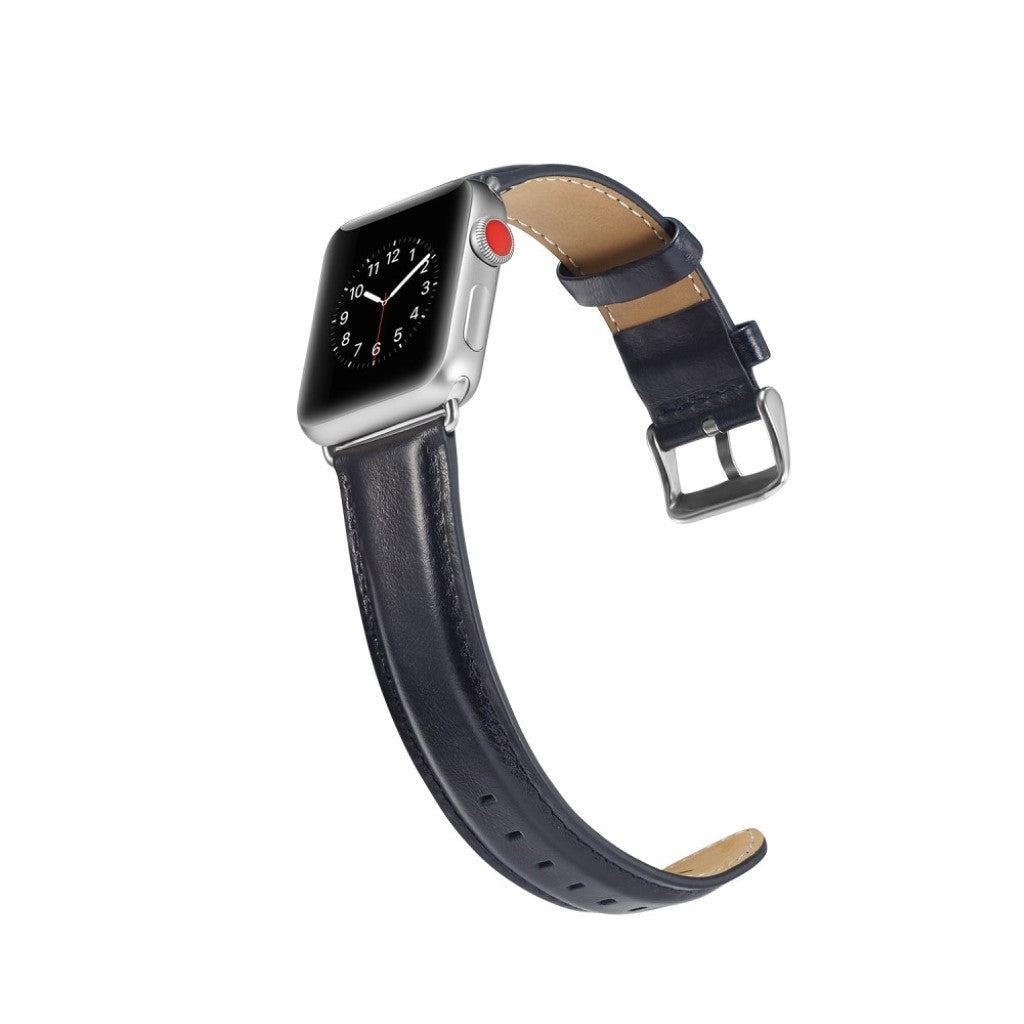 Super smuk Apple Watch Series 4 44mm Ægte læder Rem - Blå#serie_3