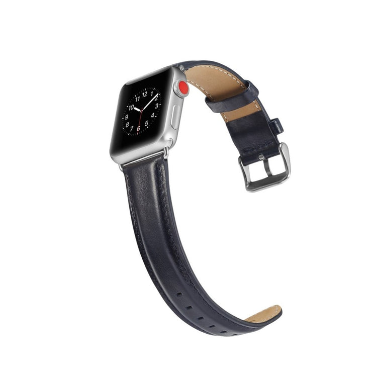 Super smuk Apple Watch Series 4 44mm Ægte læder Rem - Blå#serie_3