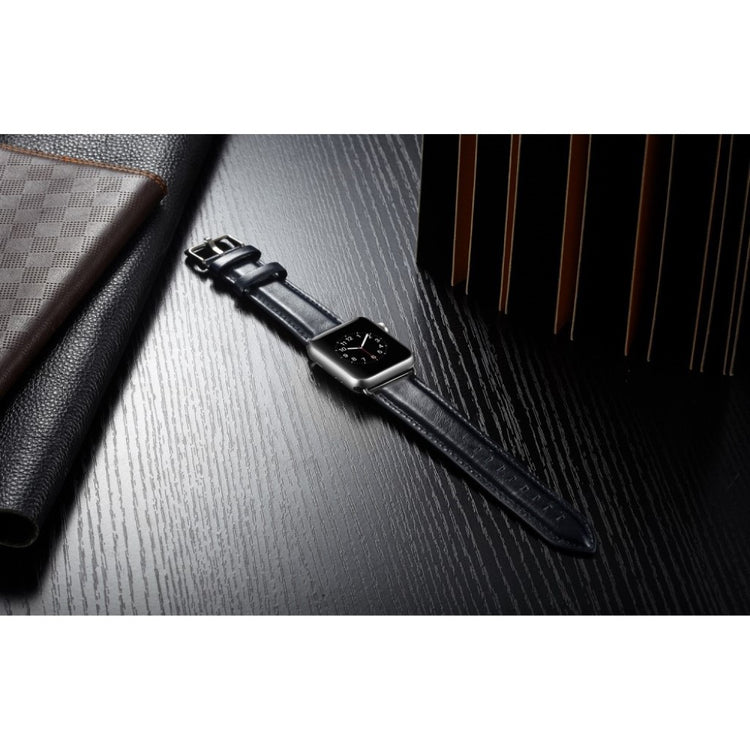 Super smuk Apple Watch Series 4 44mm Ægte læder Rem - Blå#serie_3