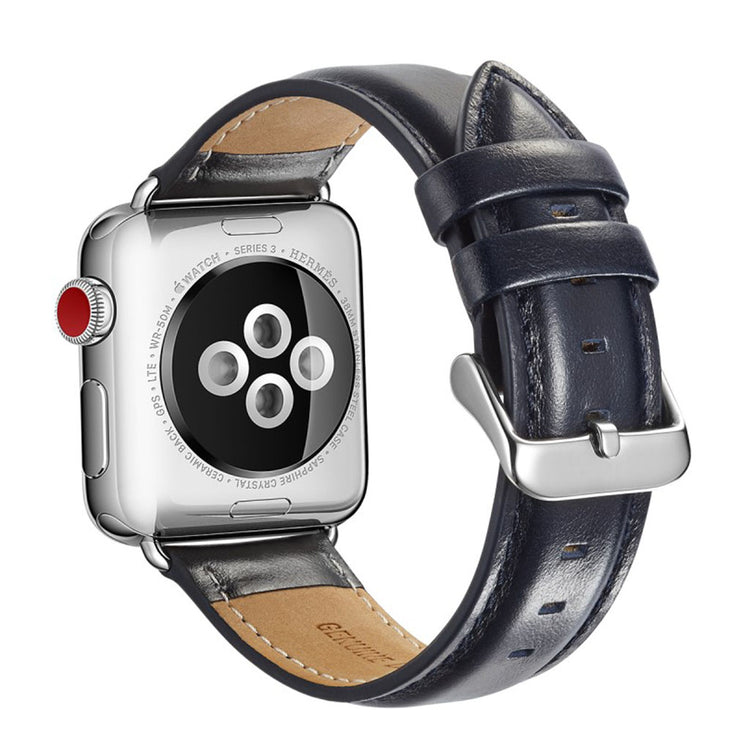 Super smuk Apple Watch Series 4 44mm Ægte læder Rem - Blå#serie_3