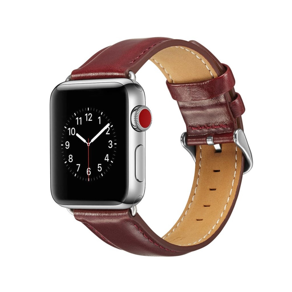 Super smuk Apple Watch Series 4 44mm Ægte læder Rem - Rød#serie_4