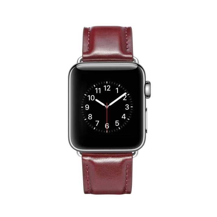 Super smuk Apple Watch Series 4 44mm Ægte læder Rem - Rød#serie_4