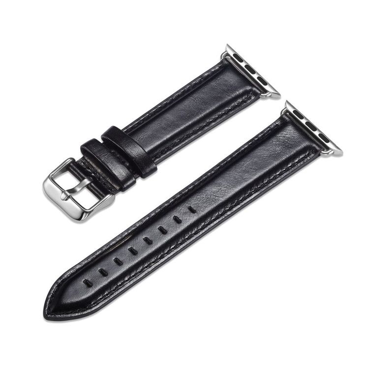 Super smuk Apple Watch Series 4 44mm Ægte læder Rem - Sort#serie_5